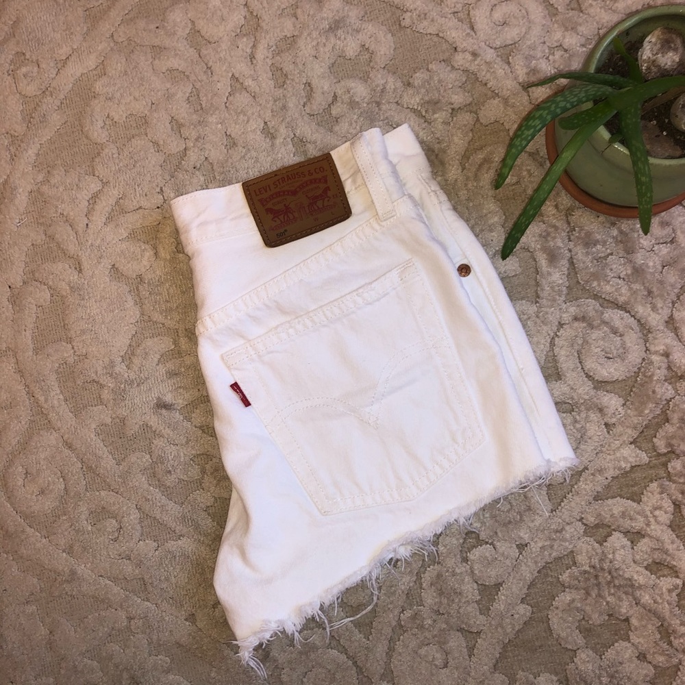 Levi’s 501 white denim shorts